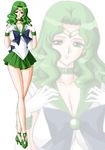 bishoujo_senshi_sailor_moon breasts choker cleavage cute green_eyes green_hair high_heels kaiou_michiru legs sailor_neptune smile takaibiki zoom_layer 