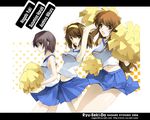  asahina_mikuru brown_hair cheerleader multiple_girls nagare_hyougo nagato_yuki pom_poms short_hair suzumiya_haruhi suzumiya_haruhi_no_yuuutsu wallpaper 