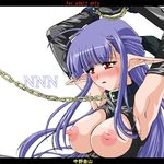  bb blue_hair blush breasts chains collar large_breasts leather lowres nerine pointy_ears red_eyes shuffle shuffle! 
