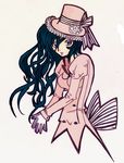  blue_eyes blue_hair dress gothic hands_together hat non-web_source own_hands_together pink_dress solo top_hat 