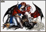  2boys alucard_(castlevania) anal androgynous bat_wings bent_over blue_eyes boots boy_sandwich breasts bridal_gauntlets brown_hair cape castlevania castlevania:_symphony_of_the_night choker closed_eyes clothed_sex corset cowgirl_position demon_girl double_penetration fishnet_legwear fishnets flower girl_on_top group_sex hair_flower hair_ornament hetero high_heels knee_boots lace large_breasts lips lipstick long_hair lying makeup mmf_threesome multiple_boys nipples no_bra on_back pale_skin red_hair richter_belmondo sandwiched sex shoes straddling succubus succubus_(castlevania) thighhighs threesome trench_coat vaginal vampire white_hair wings 