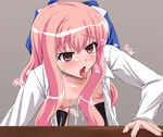  1girl ahegao ashita_harere asu_hare asuhare bent_over clothed_sex cum fucked_silly long_hair louise_francoise_le_blanc_de_la_valliere pink_eyes pink_hair rolleyes rolling_eyes sex thighhighs tongue vaginal zero_no_tsukaima 