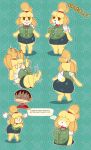  animal_crossing anthro big_breasts big_butt bottomwear breasts butt canid canine canis clothing dipstick_tail domestic_dog hi_res human isabelle_(animal_crossing) justthetmg mammal markings nintendo skirt tail_markings video_games villager_(animal_crossing) 
