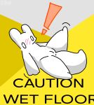 caution_sign english_text female hi_res peanut~1314 rain_world slugcat solo survivor_(rain_world) text videocult