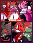 2020 absurd_res amy_rose anthro blood bodily_fluids breech_loader clothed clothing comic detailed_background duo echidna english_text eulipotyphlan female fur handwear hedgehog hi_res knuckles_the_echidna male mammal monotreme purple_eyes sega sonic_the_hedgehog_(series) text toso video_games 