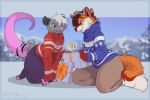  absurd_res anthro antlers avoid_posting canid canine christmas clothing didelphid duo feroxdoon fox gift hi_res holidays horn invalid_tag love male male/male mammal marsupial red_fox romantic romantic_couple shuryashish sweater topwear virginia_opossum xander 
