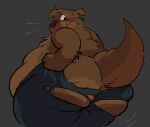  anthro big_butt blush blush_lines bodily_fluids brown_body brown_fur butt butt_jiggle clothed clothing embarrassed female fur jiggling katabooz mammal mustelid otter overweight partially_clothed pepper_(katabooz) putting_on_clothes raised_tail solo sweat tail thick_thighs torn_clothing wide_hips wiggle_lines 