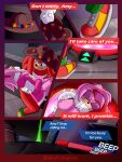  2020 absurd_res amy_rose anthro blood bodily_fluids breasts breech_loader clothed clothing comic detailed_background duo echidna english_text eulipotyphlan exposed_breasts female fur handwear hedgehog hi_res knuckles_the_echidna male mammal monotreme nipples purple_eyes sega sex sonic_the_hedgehog_(series) text toso video_games 