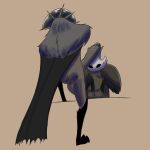 1:1 arthropod avian balls big_balls big_penis bird bodily_fluids brown_body cape clothing corvid corvus_(genus) crawfather creige_(hollow_knight:_silksong) crow crown detrefle13 duo fur genital_fluids genitals grey_body grey_fur headgear hi_res hollow_knight:_silksong hollow_knight_(franchise) humanoid male male/male oscine overweight passerine penis penis_on_face precum sweat team_cherry