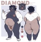  anthro balls cellulite cricetid dimples english_text eyewear genitals glasses hamster hi_res kyrosh male mammal model_sheet nipples overweight overweight_male penis rodent solo text 