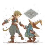  2boys anniversary artist_name bare_shoulders belt black_mage_(final_fantasy) blonde_hair blue_coat blue_pants blue_vest blue_wrist_cuffs boots brown_belt brown_boots brown_gloves cat_tail closed_eyes coat commentary_request copyright_name cropped_vest final_fantasy final_fantasy_ix full_body gloves grin hat highres holding_hands low_ponytail male_focus motoyama_masako multiple_boys pants parted_bangs ponytail shirt smile striped_clothes striped_pants tail vest vivi_ornitier white_shirt wizard_hat wrist_cuffs yellow_eyes zidane_tribal 