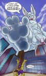  4_toes anthro balls barefoot big_balls big_bulge big_butt big_feet big_muscles big_penis bulge butt city claws clothing cloud conejito crush duo feet felid fluffy foot_focus fur genitals hair hi_res huge_balls huge_bulge huge_butt huge_penis hybrid lagomorph leporid lion macro male male/male mammal modem_(character) modem_redpill muscular nipples nude pantherine paws penis rabbit size_difference text toes white_body white_fur 