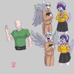 2025 3_horns 5_fingers absurd_res accessory amber_eyes anon_(snoot_game) anthro arthropod bald bottomwear braces bulging_eyes caterpillar cavemanon_studios ceratopsian ceratopsid chasmosaurine clothing dinosaur ear_piercing ear_ring eyewear facial_horn fang_(gvh) feathered_wings feathers female fingers glasses goodbye_volcano_high grey_body grey_hair grey_scales group hair hair_accessory hairband hi_res hoodie horn human insect jock ko_op_(game_developer) larva light-skinned_male light_body light_skin long_hair long_tail male mammal marginocephalian multi_horn nerd nose_horn ornithischian pants piercing prehistoric_species pterodactylus pterosaur purple_body purple_eyes purple_hair purple_scales reptile ring_piercing round_glasses scales scalie short_tail skirt snoot_game sweater sweatpants tail topwear triceratops trio trish_(gvh) watermark wings yellow_clothing yellow_sweater yellow_topwear yoshikage_anon