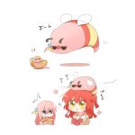  >_< 2girls :d bee blush bocchi_the_rock! bowl bug chibi chibi_only commentary_request gotoh_hitori gotoh_hitori_(octopus) gotoh_hitori_(tsuchinoko) hair_between_eyes honey jacket jitome kita_ikuyo long_hair multiple_girls no_mouth one_side_up open_mouth pink_hair pink_jacket rebecca_(keinelove) red_hair school_uniform shuka_high_school_uniform simple_background smile sweatdrop track_jacket white_background 