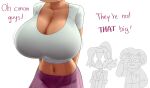  3girls amphibia anne_boonchuy breast_focus breasts cleavage dark-skinned_female dark_skin huge_breasts keramagath large_breasts marcy_wu multiple_girls navel ponytail purple_skirt sasha_waybright scoop_neck shirt short_hair skirt sweat tight tight_shirt 