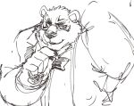  anthro black_and_white borealis_(live-a-hero) bow_tie clawed_fingers claws clothing exe_exem eyebrows eyewear lifewonders live-a-hero male mammal monochrome monocle polar_bear sketch smile solo suit thick_eyebrows ursid ursine video_games 