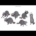  biped black_nose concept_art disney far_from_the_tree feral grey_body jamwoods mammal multiple_poses official_art one_eye_closed papa_(far_from_the_tree) pose procyonid raccoon scar solo 