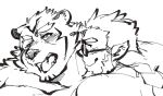  anthro anthro_dominated blush braided_hair duo exe_exem eyewear felid glasses grin hair huckle humanoid humanoid_dominating_anthro lifewonders live-a-hero male male/male mammal pantherine ryekie_(live-a-hero) sketch smile tiger video_games 