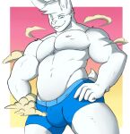  aircraft airplane anthro biceps bulge clothing cloud conejito fur genitals giga_macro hair hi_res lagomorph leporid looming macro male mammal muscular muscular_anthro muscular_male pecs rabbit smile solo underwear white_body white_fur xenonblues 