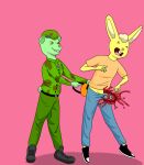  anthro blood bodily_fluids camo chainsaw cuddles_(htf) cut_in_half duo flippy_(htf) gore happy_tree_friends hi_res lagomorph leporid male male/male mammal power_tool rabbit tools ursid watersucc 