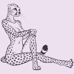  1:1 2019 anthro breasts cheetah felid feline female hi_res lord_magicpants mammal navel nipples nude simple_background sitting solo spots spotted_body whiskers 