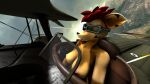  absurd_res aircraft airplane angry anthro biplane blood bodily_fluids breasts bullet bullet_hole canid canine cracked_glass dogfight eyewear female fox goggles hi_res mammal military nude solo war wolf552906 