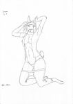  anthro breasts clothing female ginger ginger_(mel_vixen) hi_res lagomorph leporid mammal mel_vixen(artist) nipples nude pajamas panties pinup pose rabbit solo stretching underwear 