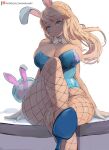  1girl fishnet_legwear fishnets highres metroid metroid_(classic) mirai_hikari playboy_bunny samus_aran 