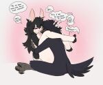 anthro avian bird black_body black_fur black_hair breasts character_request corvid corvus_(genus) crow duo eyewear female fur glasses hair hi_res ittybittykittytittys lagomorph leporid male male/female mammal nude oscine passerine rabbit vaginal white_body white_fur