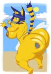 2025 4_fingers 5_fingers absurd_res angry animal_crossing ankha_(animal_crossing) anthro anthro_focus areola armor barefoot big_breasts big_butt blue_hair bottomwear breasts butt clothed clothing cloud day digital_drawing_(artwork) digital_media_(artwork) disembodied_hand domestic_cat duo feet felid feline felis female female_anthro female_focus fingers hair hi_res huge_butt jjsinchan loincloth looking_back mammal markings nintendo outside portrait skimpy sky striped_markings striped_tail stripes sun surprised tail tail_markings topless topless_anthro topless_female uraeus vambrace white_sclera yellow_inner_ear