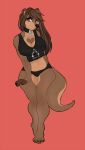 2018 anthro black_claws black_clothing black_collar black_crop_top black_nose black_panties black_shirt black_tank_top black_topwear black_underwear breasts brown_body brown_fur brown_hair claws clothed clothing collar countershade_face countershade_legs countershade_tail countershade_thighs countershade_torso countershading crop_top cropped_tank_top doink_(artist) ear_piercing facial_piercing female finger_claws fingerless_(marking) fur hair heart_(marking) industrial_piercing labret_piercing lip_piercing long_hair mammal markings mustelid otter panties pantsless piercing red_background shirt sierra_(geometric) simple_background solo straight_hair tail tan_body tan_countershading tan_fur tank_top toe_claws topwear underwear