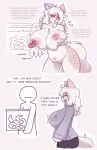 4_fingers ahoge anthro anthro_penetrated areola arm_tuft belly_tuft big_areola big_breasts big_nipples black_body black_nose bodily_fluids breast_fondling breast_play breasts brown_body brown_fur claws clothing container cute_fangs dense_ink dialogue different_colored_ears duo egg english_text eye_through_hair eyebrow_through_hair eyebrows eyewear facial_tuft fangs felid female female_anthro female_penetrated finger_claws fingers flying_sweatdrops fondling fur gaping gaping_nipples glass glass_container glasses grey_body grey_clothing grey_fur grey_sweater grey_topwear hair hand_on_breast hand_tuft hi_res holding_object huge_breasts humanoid inner_ear_fluff inverted_nipples long_hair looking_pleasured mammal motion_lines multicolored_body multicolored_fur narrowed_eyes navel nipple_fetish nipple_penetration nipple_play nipples nude nude_anthro nude_female one_eye_closed open_mouth outie_navel pantherine penetration pink_background pink_nipples pink_tentacles profanity round_glasses shoulder_tuft simple_background slightly_chubby slightly_chubby_female snow_leopard spots sweat sweatdrop sweater tail tears teeth tentacle_in_nipple tentacle_penetration tentacles text thick_tail thick_thighs topwear translucent translucent_hair tuft white_body white_eyebrows white_fur white_hair white_tail