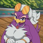 1:1 2026 2d_animation 5_fingers animated anthro avian big_breasts biped bird blue_eyes bouncing_breasts breasts clothed clothing feathers female fingers frame_by_frame gloves handwear hirundinid looking_at_viewer navel oscine passerine purple_body purple_feathers sega solo sonic_riders sonic_the_hedgehog_(series) swallow_(bird) twistedgrim underwear wave_the_swallow