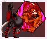  5_fingers breasts clothed clothing duo feet female fingers hair hi_res ladyvenommyotismon nude red_eyes red_hair smile toes vore 