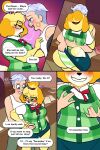 animal_crossing anthro bandage bandage_on_face bandage_on_nose blush blush_stickers bodily_fluids bottomwear breast_grab breasts canid canine canis clothed clothing clothing_lift comic domestic_dog duo english_text eyelashes female grin hand_on_breast human isabelle_(animal_crossing) long_eyelashes lovetopullmicke male male/female mammal motion_lines nintendo panties pattern_bottomwear pattern_clothing pattern_panties pattern_underwear saliva saliva_string skirt skirt_lift smile striped_bottomwear striped_clothing striped_panties striped_underwear stripes text underwear undressing villager_(animal_crossing)
