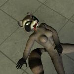 2009 3d_(artwork) abs anthro areola black_hands black_nose breasts brown_body brown_fur charleyfox_raccoon digital_media_(artwork) facial_markings fangs female fingering floor fur gloves_(marking) green_eyes head_markings mammal markings mask_(marking) masturbation navel nipples nude on_ground open_mouth pink_areola pink_nipples procyonid raccoon ring_(marking) ringed_tail salith solo spread_legs spreading striped_markings striped_tail stripes tail tail_markings teeth tile tile_floor tongue tongue_out vaginal vaginal_fingering vaginal_masturbation
