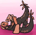 animal_genitalia anthro big_penis blush cloaca duo ear_piercing ear_ring female from_front_position genital_slit genitals incest_(lore) lizard_(rain_world) male male/female male_on_top markings mating_press on_top orange_markings penetration penis piercing pink_background rain_world ring_piercing sex sibling_(lore) simple_background tapering_penis twincest_(lore) twins_(lore) ultilix vaginal vaginal_penetration videocult vulva yellow_lizard_(rain_world)