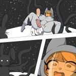 absurd_res alex_the_narehate anthro calico_cat clothing domestic_cat duo erection felestell felid feline felis gesture gynomorph hand_gesture hi_res imminent_sex intersex intersex/male made_in_abyss male mammal microsoft moon narehate pointing pointing_at_another prey_(2017) shocked space spacesuit star tentacles tentacles_around_legs torn_clothing typhon_(species)