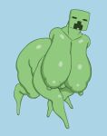 2026 areola big_breasts big_nipples blue_background breasts collarbone creeper_(minecraft) digital_drawing_(artwork) digital_media_(artwork) english_description female full-length_portrait green_areola green_body green_nipples huge_breasts microsoft minecraft mojang nipples nsfwoaf portrait simple_background solo square_head taur xbox_game_studios