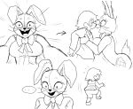  anthro bodily_fluids breasts clothed clothing costume duo enigi09 female five_nights_at_freddy&#039;s fursuit gregory_(fnaf) hi_res human kissing lagomorph leporid male male/female mammal monochrome rabbit scottgames short_tail surprise sweat sweatdrop vanny_(fnaf) video_games young 