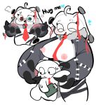 2026 ambiguous_anthro ambiguous_gender anthro areola big_breasts black_text bodily_fluids breasts circle_eyebrows claws clipboard digital_drawing_(artwork) digital_media_(artwork) duo emoji_description english_text exposed_breasts eyebrows eyes_closed female female/ambiguous female_focus front_view fur heterochromia hex_nail_rodion holding_clipboard holding_object lagomorph leporid limbus_company male male/female male_anthro mammal necktie nipples open_mouth open_smile pink_areola pink_nipples project_moon rabbit red_necktie simple_background smile ssslommm2 sweat sweatdrop text thick_thighs white_background white_body white_ears white_eyebrows white_fur white_sclera