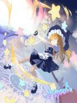  1girl absurdres apron artist_name black_hat black_shoes black_skirt black_vest blonde_hair bow bowtie braid broom buttons commentary_request floating full_body grin hat hat_bow highres holding holding_broom holding_weapon hyosei_cryselia kirisame_marisa legs_apart long_hair looking_up magic_circle mary_janes master_spark mini-hakkero outstretched_arm parted_lips puffy_short_sleeves puffy_sleeves red_bow shirt shoes short_sleeves single_braid skirt skirt_set smile socks solo star_(symbol) touhou vest waist_apron weapon white_apron white_bow white_shirt white_socks witch_hat yellow_eyes 