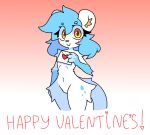 2026 4_fingers aliasing anthro arm_tuft big_ears biped blue_body blue_claws blue_fur blue_hair blue_markings blush blush_lines blush_through_hair claws digital_drawing_(artwork) digital_media_(artwork) domestic_ferret elbow_tuft english_text envelope exclamation_point eye_through_hair eyebrow_through_hair eyebrows eyelashes eyelashes_through_hair female fidelbon finger_claws fingers flat_chested fur glistening glistening_eyes gloves_(marking) gradient_background hair head_tuft heart_symbol holding_mail holding_object holidays leg_markings leg_tuft long_hair long_tail mail mammal markings mustelid musteline navel nude orange_eyes pink_nose raised_arm red_background red_blush red_inner_ear red_text shoulder_tuft simple_background small_waist smile solo standing sumthy_(fidelbon) tail text thick_thighs thigh_tuft translucent translucent_hair true_musteline tuft valentine's_day weasel white_body white_fur white_sclera