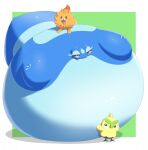 2026 ambiguous_gender avian beak belly belly_expansion belly_squish big_belly big_tail bird black_eyes black_sclera blue_body blue_eyelashes blue_eyelids blue_tail body_inflation border browt canid canine canis colored digital_media_(artwork) domestic_dog expansion eyebrows eyelashes fangs feral gecko gecqua generation_10_pokemon green_background green_beak green_eyebrows group hair hgh-pine hi_res huge_belly huge_tail hyper hyper_belly hyper_inflation hyper_tail immobile inflation japanese_description lizard lying mammal multicolored_body nintendo on_front open_mouth open_smile orange_body pink_mouth pink_sclera pink_tongue pokemon pokemon_(species) pombon reptile round_body scalie shaded simple_background smile spherical_inflation squish tail tail_expansion tan_body tan_hair teeth three-quarter_view tongue tongue_out trio two_tone_body white_border white_eyes