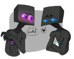  &lt;3 black_body blue_eyes blue_markings blue_sclera blush blush_lines claws crossed_arms deuzion dialogue duo enderman endertwinks humanoid male markings microsoft minecraft mojang purple_eyes purple_markings purple_sclera smile speech_bubble video_games xbox_game_studios 