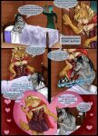 anthro arania bed big_female breasts canid canine canis cleavage clothed clothing comic corset duo eating english_text fairy_tales female furniture heart_symbol imminent_sex kissing_hand larger_female lingerie little_red_riding_hood_(copyright) male male/female mammal mythological_canine mythological_creature mythology scared size_difference tall_female text topwear werecanid werecanine werecreature werewolf wolf