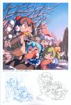  4girls absurdres animal_ears bad_source bag bare_tree black_skirt blue_bow blue_dress blue_hair bow breath brown_jacket cirno clenched_teeth closed_eyes daiyousei day detached_wings dress earmuffs eating facing_viewer fairy_wings flying food frilled_skirt frills green_eyes green_hair grey_hair hair_between_eyes hair_bow hat highres holding holding_bag holding_food ice ice_wings inubashiri_momiji jacket long_sleeves moyazou_(kitaguni_moyashi_seizoujo) multiple_girls one_side_up open_mouth outdoors paper_bag pinafore_dress pom_pom_(clothes) red_eyes red_hat red_scarf scan scarf shameimaru_aya sketch skirt sleeveless sleeveless_dress sweat taiyaki teeth third-party_source tokin_hat touhou translation_request tree wagashi wings wolf_ears wolf_girl yellow_eyes yellow_scarf 