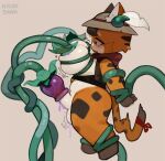 2026 ambiguous_fluids anthro balls balls_expansion big_balls big_breasts big_penis black_body black_fur blush blush_lines bottomless bottomless_anthro bottomless_gynomorph bottomless_intersex breast_expansion breasts bulging_breasts calico_cat calico_pattern clothed clothing digital_drawing_(artwork) digital_media_(artwork) domestic_cat ears_through_headwear expansion felid feline felis fur furgonomic_headwear furgonomics genital_expansion genitals grey_eyes gynomorph gynomorph_anthro hands_behind_back huge_breasts intersex intersex_anthro kyurisawa mammal markings multicolored_body multicolored_fur onomatopoeia orange_body orange_fur penis penis_expansion penis_in_tentacle plant_tentacles questionable_consent restrained restrained_arms restrained_by_tentacles restrained_legs sex signature solo sound_effects spots spotted_body spotted_fur tail tentacle_around_breast tentacle_sex tentacles text vine_tentacles wearing_hat white_balls white_body white_breasts white_fur white_penis