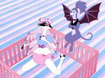  ageplay all_dogs_go_to_heaven anthro avian belladonna_(all_dogs_go_to_heaven) bird bird_demon canid canine canis clothed clothing crib deviantdaredevil diaper domestic_dog don_bluth duo female forced_infantilism hellaverse helluva_boss hi_res hunting_dog infantilism mammal owl owl_demon pink_diaper red_sclera regression roleplay smile stella_(helluva_boss) wearing_diaper white_eyes wings 