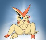  &lt;3 2_toes anthro big_breasts blue_eyes breasts butt butt_wings feet female genitals legendary_pok&eacute;mon long_ears nintendo nipples pok&eacute;mon pok&eacute;mon_(species) poraka7 pussy solo tan_body thick_thighs toes victini video_games wings 